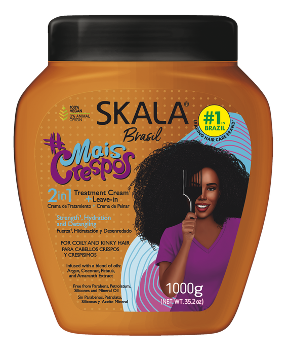 SKALA Mais Crespos Super Curly Hair Type 4ABC - Hydrate , Eliminate Frizz 2 IN 1 Conditioning Treatment Cream and Cream To Comb 35.2oz Skala
