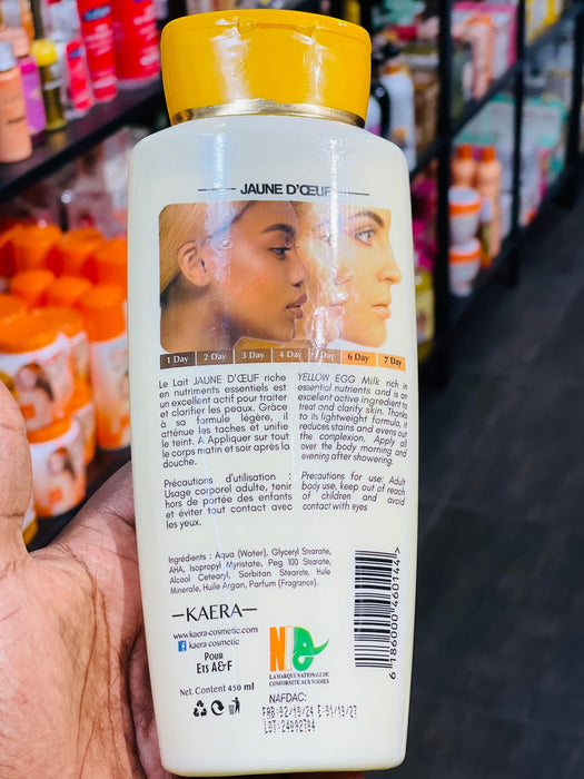 Jaune D'Oeuf Lait Eclaircissant Anti-Tache ,7 jour sans HYDROQUINONE 450ml Jaune D'Oeuf