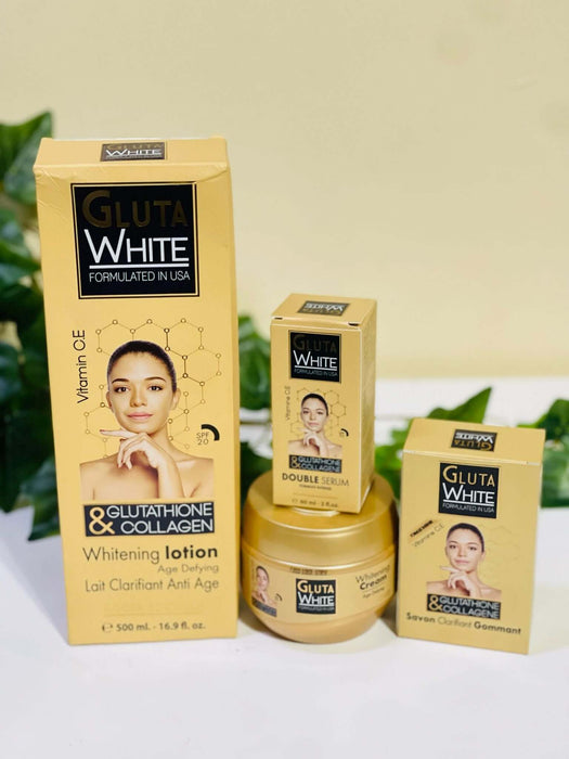 Gluta White whitening Set of Lotion, Cream, Soap and Serum Beto Beauty