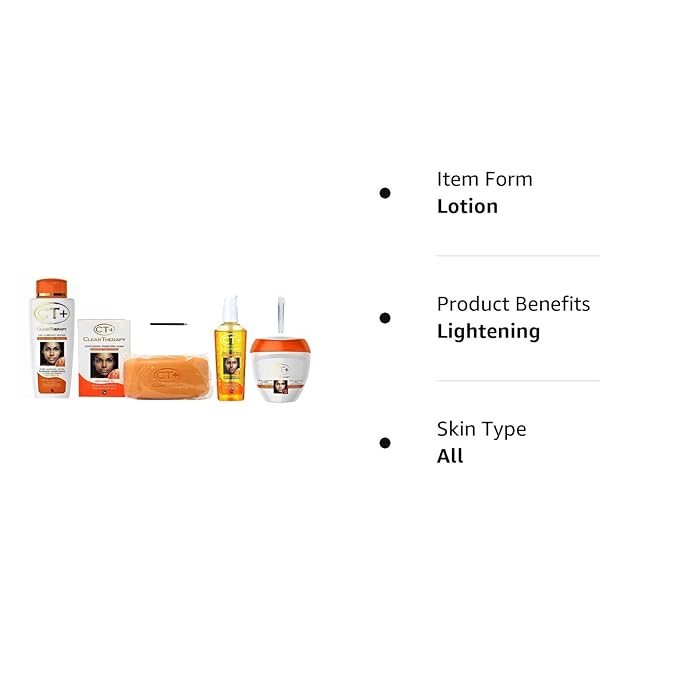 CT+ Clear Therapy Extra Lightening Skin Cream 6.76 & Lotion 8.45oz & Soap 6.17oz & Serum 2.37oz & Liner101 LPS40 Pencil & Sample Fragrance CT+ Clear Therapy