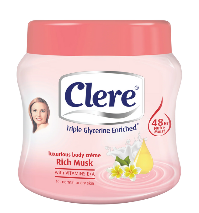 Clere Triple Glycerine Enriched Rich Musk Body Cream 500 ml Clere